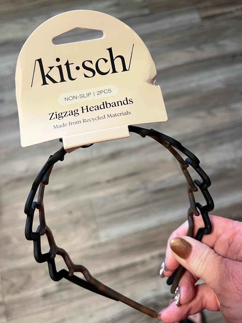 Kitsch Brown & Black Zigzag Non-Slip Headbands - 2 Pack